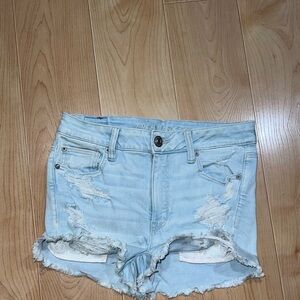 American Eagle Outfitters Light Blue Distressed Denim Shorts